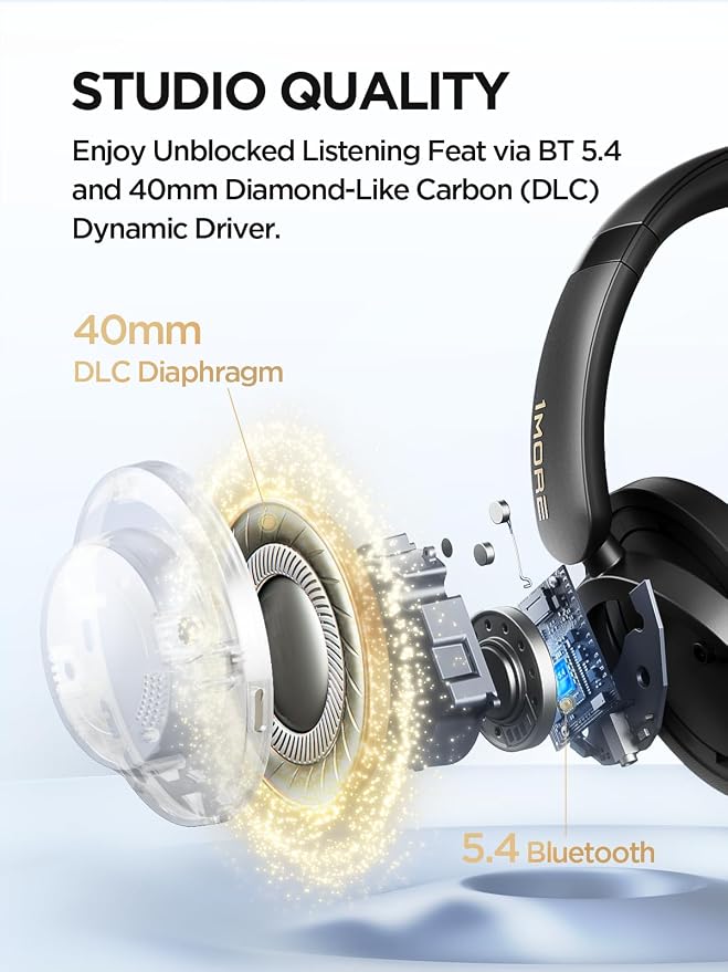1MORE SonoFlow-Pro Noise Cancelling Headphones - HQ51 Over Ear Bluetooth Headphones with LDAC for Hi-Res Wireless Audio,100H Playtime, Bluetooth 5.4, QuietMax ANC, Comfortable Fit (Mocha Brown)