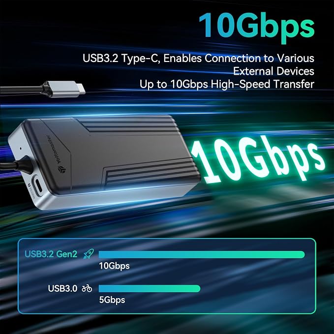 Yottamaster USB C Hub with 4TB M.2 NVMe SSD Enclosure, 8 Ports USB C HUB Adapter 10Gbps USB 3.2 Gen2, 4K@60Hz HDMI, 100W PD, Ethernet for Windows, Mac [Diskless] - YM28PR