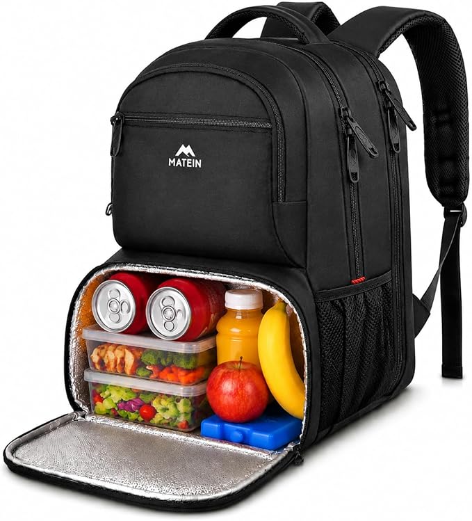 MATEIN Lunch Backpack for Men, 17 Inch Insulated Cooler Backpack with Lunch Compartment, Water Resistant Laptop Back Pack Computer Meal Prep Backpacks Mens Gifts Work Picnic College Travel