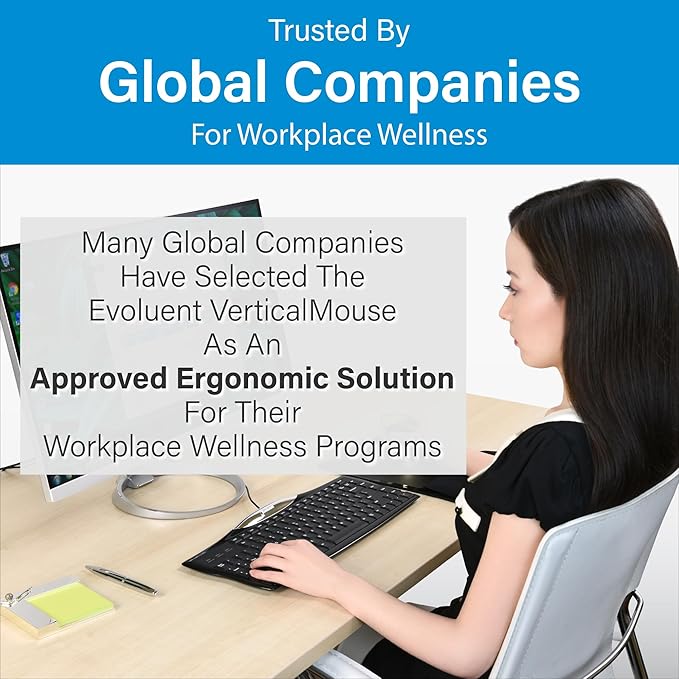 Evoluent – Inventor of The Vertical Mouse – VM4S Ergonomic Vertical Mouse Right Hand Small Wired USB, Sculpted for Comfort, Reduces Wrist Strain, 4 Speeds, 6 Customizable Buttons in Windows