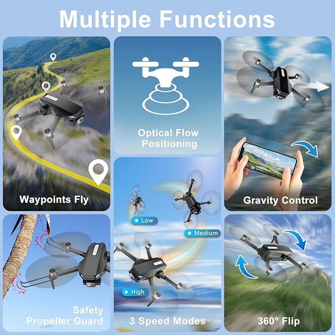2K Drone with Camera for Adults & Beginners, Foldable FPV Mini Drone with Brushless Motor, 36 Min Flight Time, 2 Batteries, One-Key Takeoff/Landing, Gesture Selfie, Carrying Case