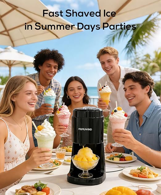 Shaved Ice Machine for Home, Electric Ice Shaver Machine with 2 Ice Cups, Ice Shaving Machine,Snow Cone Machine, Ice Crusher Snowcone Maker for Kids Birthday Party, House Warming Gifts (Black)