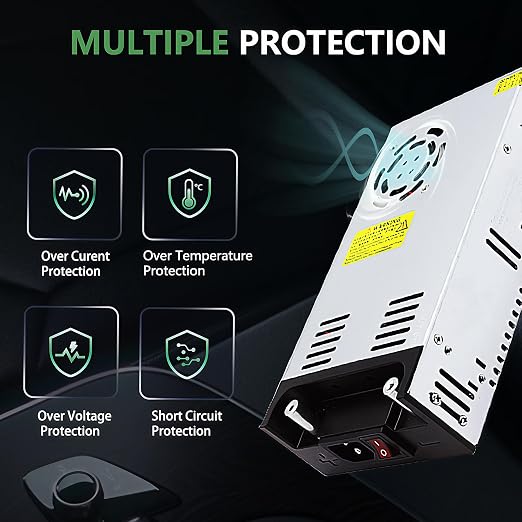 12V Power Supply AC to DC Converter 110V/120V to 12V 30A 360W Transformer LED Driver Smart Cooling Fan Designed for LED Strip CCTV and Car Devices (DC12V, 12V-30A-360W)