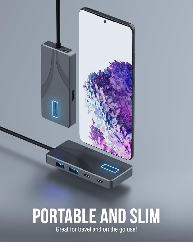 SABRENT USB C Hub 5-in-1, 10Gbps USB-A & USB-C Ports, Single 4K@60Hz HDMI, 100W PD Input, 80W Laptop Charging, Compact Aluminum Docking Station for MacBook, iPad, Laptops & Tablets (HB-TG5P)