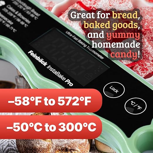 Pro Instant Read Food Thermometer for Cooking Sourdough Bread Baking | Rechargeable Rotating Screen | Digital Meat Thermometer Kitchen Gadget Grill Accessories | Water-Resistant (Olive Green)