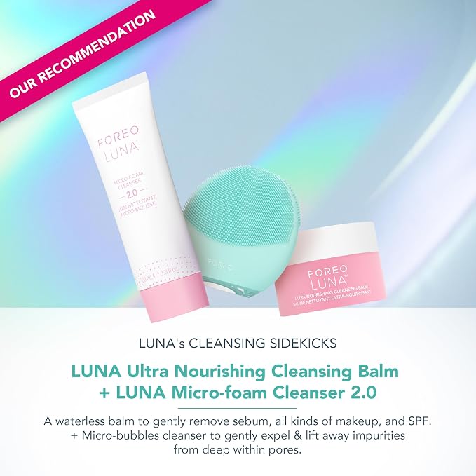 FOREO LUNA 4 mini Face Cleansing Brush & Massager - Premium Face Care -Enhances Absorption - Simple Skin Care Tools - For All Skin Types- Artic Blue