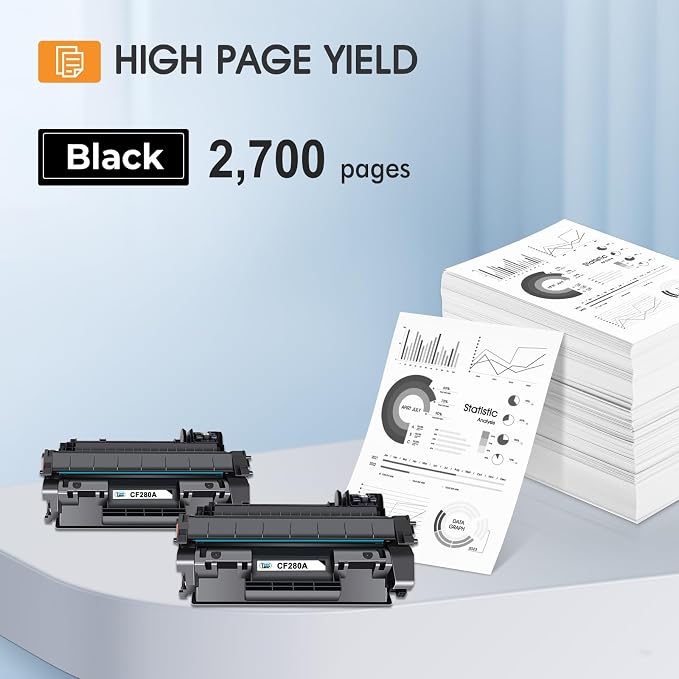 CF280A 80A Toner Cartridge Black Compatible for HP 80A CF280A CF280X 80X for HP LaserJet Pro 400 M401n M401dn MFP M425dn M401dne M401dw M425dw M425 M401 Printer Toner Ink 2-Pack