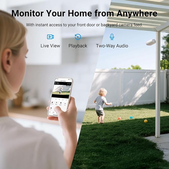 TCL 2K Solar Security Camera Wireless Outdoor, Built-in LED Light with Removable Battery Camera, Local Storage, No Subscription Cameras Compatible with Alexa, Ideal for Home Security