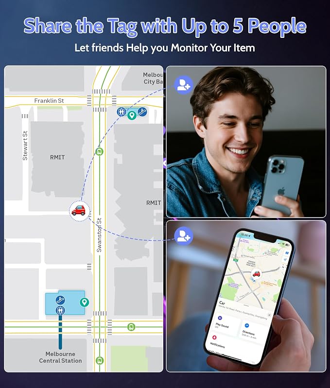 Mini GPS Tracker for Vehicles No Monthly Fee/No Subscription, Hidden Tracker Device for Vehicles, MFi Certified Car Tracker with Find My(iOS Only), Global Tracking