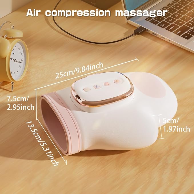 Hand Massager with Heat and Compression, Finger Massager, Cordless Deep Relaxation, Gift for Women, Men, Christmas,Pink