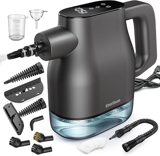 Handheld Steam Cleaner, 3S Fast Heating Pressurized Steamer with Smart Touchscreen, 1350W Portable Steam Cleaner for Home Grout Tile Grease Kitchen Bathroom Car Detailing, Continuous Refill