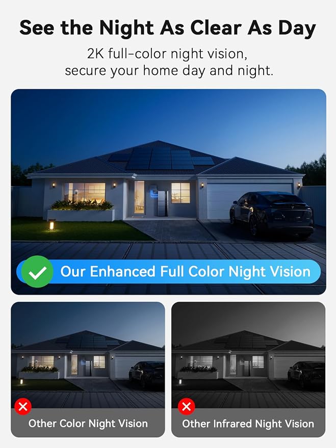Outinput 3MP 2K No Drill Window Security Camera, 2.4G&5GHz Surveillance Camera with Adjustable View Angle Mount, AI Color Night Vision, Person and Motion Detection, 24/7 Recording, Anti-Glare (2-Pack)