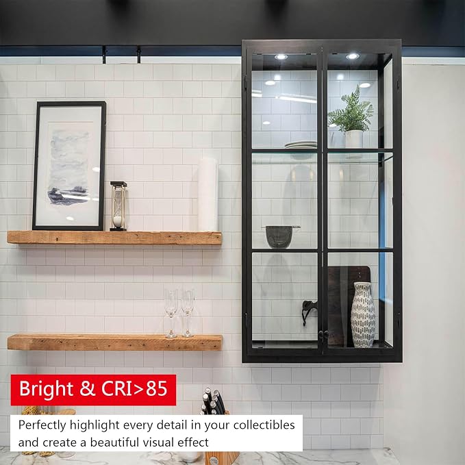 LED Puck Lights Wired Under Cabinet Lighting Dimmable,Recessed Mount,2.5In Hole Halogen Bulb Equiv,12V Under Counter Light Fixture Plug in for Kitchen,Display Shelf,Curio,4000K Daylight White,6pcs