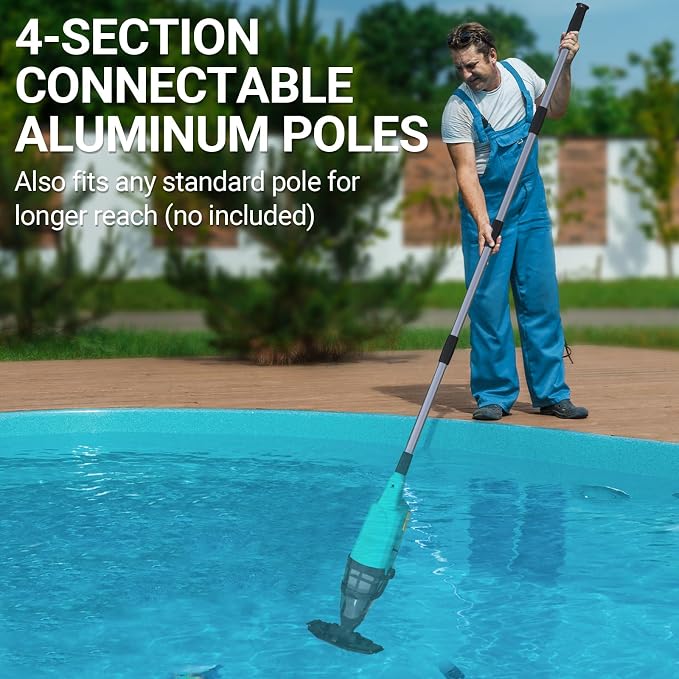 Pool Vacuum for Above Ground Pool, 18GPM Powerful Suction/87” Extension Pole/60Mins Runtime, Spot Fast Cleaning Cordless Handheld Pool Vacuum Cleaner for Spas Inground Above Ground Pool Vacuums