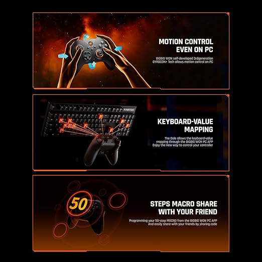 BIGBIG WON Wireless Controllers, Gale Hall PC Controllers Motion Control, Hall Joysticks&Triggers, 3 Pairs of Thumbsticks, PC App Game Controllers for Switch/Switch2/iOS/Android Wireless Gaming Controller [windows]