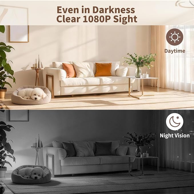 1080P Moving Pet Robot Camera, Smart Home Security Robot with Auto Tracking, Night Vision, 2-Way Audio, Auto-Recharge, Motion Alerts, App Control for Pet, Baby & Elderly Care