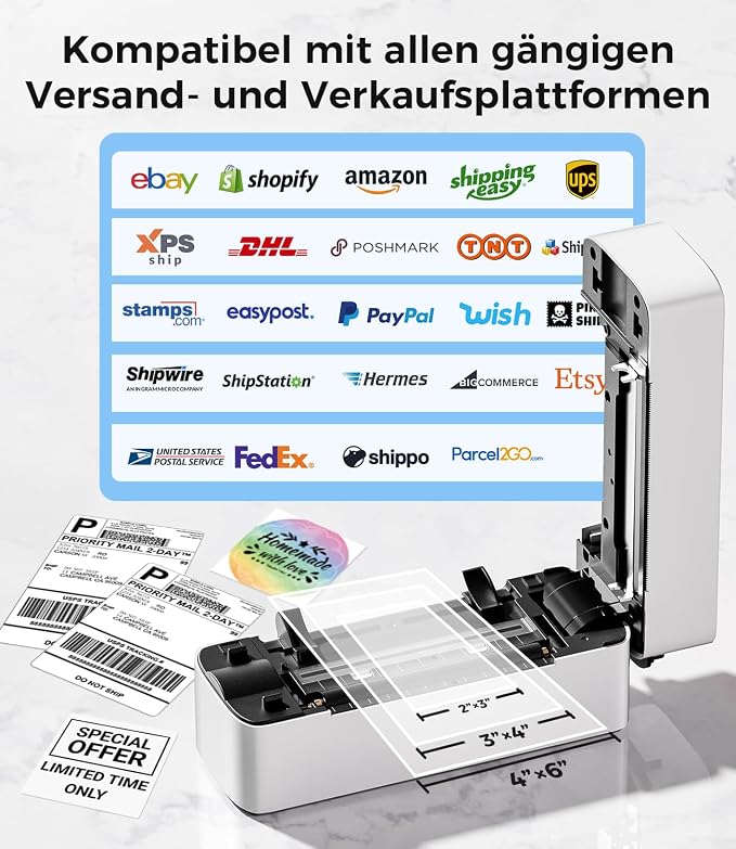 Phomemo Thermal Shipping Label Printer 241BT Black White