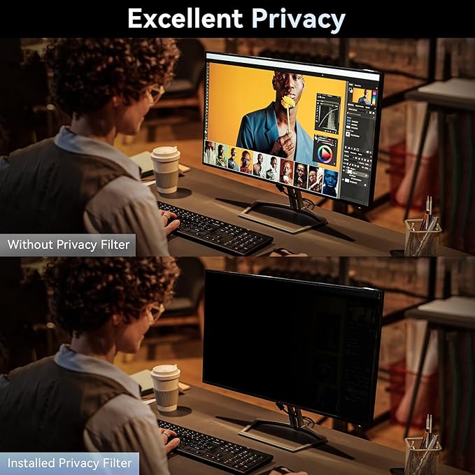 32 Inch Computer Privacy Screen Filter for 16:9 Widescreen Monitor, Removable Eye Protection Anti Glare Blue Light Filter Privacy Shield, Anti Scratch Anti Spy Screen Protector Film 32 in