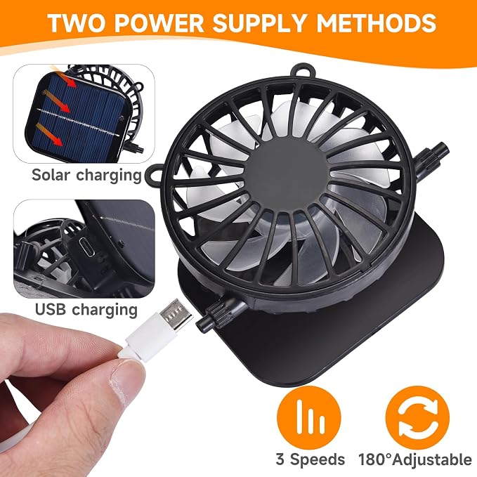 Fishing Hat with Built in Fan, Wide Brim Solar Fan Hat Outdoor Fishing, Solar & USB Charging Sun Bucket Hats for Men Women