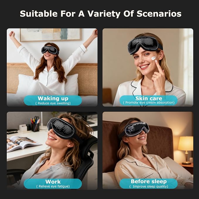 ALLJOY Eye Massager with Heat and Cooling, Lightweight Eye Massager with Removable Gel Mask, Birthday Gifts for Women Men Her Him Eye Care Devices for Migraine, Reduce Dry Eyes