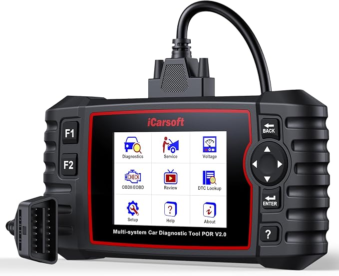 iCarsoft POR V2.0 fit for Porsche/Cayenne/911 Full Systems Diagnostic Scan Tool, OBD2 Scanner with 8 Resets, Live Data, Battery Test Module Info, Lifetime F-Ree Update