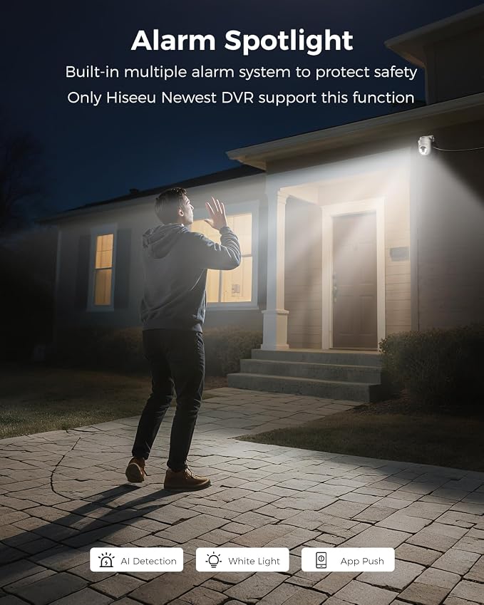 Hiseeu PTZ 5MP Dome HD-TVI Home Security Cameras with 355° pan,90° tilt,100ft IR Night Vision,IP67 Weatherproof Wired Security Camera for 360°Coverage Indoor Outdoor Surveillance Cameras 2PCS