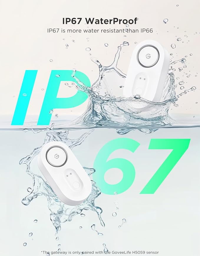 GoveeLife Upgraded Smart Water Leak Detector 1s with 1804ft Ultra-Long Range, WiFi Water Sensor with SMS/Email/APP Push and Sound Alarm,5-Year Battery Life, 4 Pack, Suit for Home, Basement, Kitchen