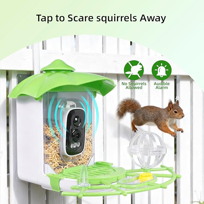 Bird Feeder with Camera,AI Identify Birds Species,2K HD Day/Night Live Stream,Solar Powered 5200mAh Battery,1.8L Hopper, Auto Record Videos, Instant Notifications,Ideal Gift for Family and Bird Lovers