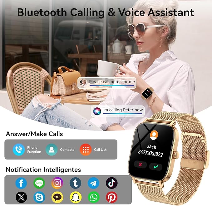 Smart Watch for Women Android/iPhone: Fitness Tracker Smart Watches Rose Gold IP68 Waterproof Bluetooth Calls Answer&Make 1.85" Smartwatch Activity Pedometer Heart Rate SpO2 Monitor 120+ Sports Model