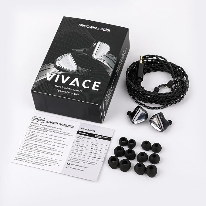 Linsoul Tripowin x 0DiBi: Vivace in Ear Monitor, 10mm Titanium Diaphragm Dynamic Driver IEM, HiFi Wired Earbuds Earphone, Gaming Earbuds with 2Pin Detachable Cable for Musicians Audio Enthusiasts