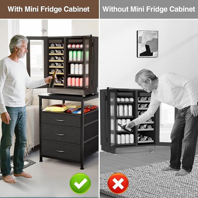 AQQHSAIN Mini Fridge Stand Heavy Duty Mini Fridge Table with Storage Dorm Fridge Shelf Beverage Refrigerator Table Stand for Home Office Dorm Apartment Kitchen (29.5 * 21.7 * 21.7inch)