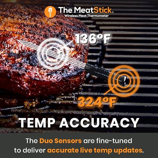 MeatStick X WiFi Travel Kit [Unlimited Range] | Duo Sensors Smart Wireless Meat Thermometer with Bluetooth | for Smoking, Grilling, BBQ, Air Fryer, Deep Frying, Oven, Sous Vide, Rotisserie