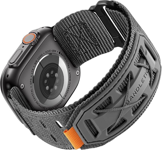 Bandletic Compatible with Apple Watch Ultra 3 Band Men, Wide Tactical Military Nylon Rugged Soft Sport Solo Loop for iWatch 49mm(Ultra 3/2/1),46mm(11/10),45mm(9/8/7),44mm(SE3/SE2/SE/6/5/4),42mm(3/2/1)