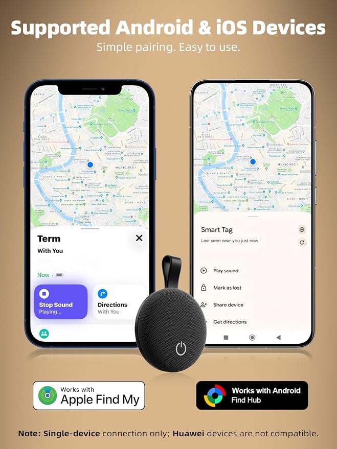 Air Tracker Smart Tags iOS & Android, Bluetooth Key Finder Locator with Sound, IP65 Waterproof Tracking Device, Replaceable Battery Item Finder for Luggage, Keys, Wallets, Pets, Backpack