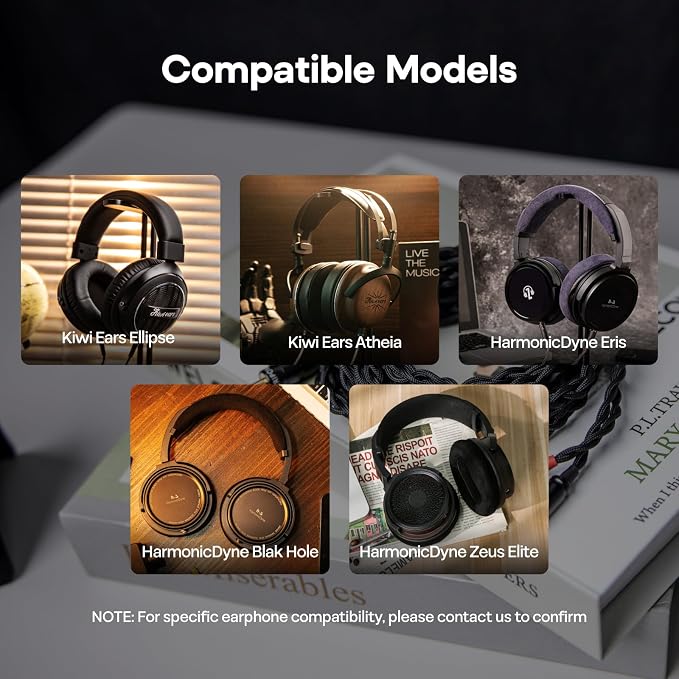 Linsoul Tripowin Nova Monitor Headphone Cable, Over-Ear Headphone Wire, 4-Strand Silver Foil/OCC Hybrid Upgrade Cable, 2M, Dual 3.5mm to 4.4mm/3.5mm/XLR Plug, for Musicians Audiophiles (4.4mm, Black)