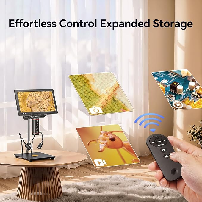 Elikliv Autofocus Digital Microscope EM3K-AF Max: 3K Coin Microscopes with 10.1" IPS Screen, HDMI Soldering Microscope for Electronics Repair, Watchmaking Magnifier, HDMI/USB Output, 10" Stand, 16GB