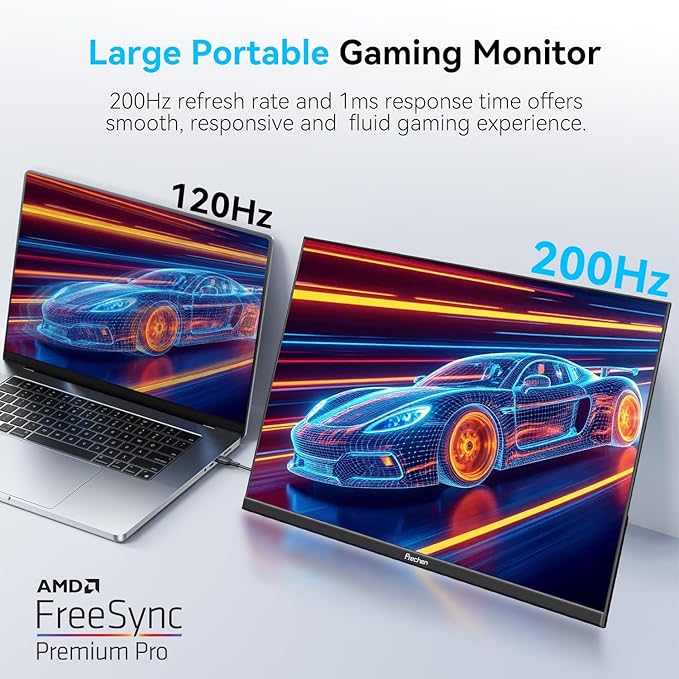 Prechen 23.8" 200hz Portable Touchscreen Monitor 99% sRGB VA FHD 1080P, VESA, Built-in Speaker, w/90°Adjustable Stand USB-C HDMI External Second Touch Screen Display for Laptop/PC/Phone
