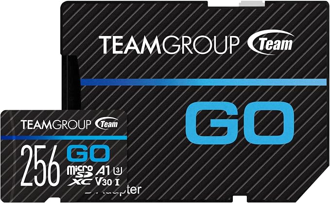 TEAMGROUP GO Card 256GB x 5 Pack MicroSDXC UHS-I U3 V30 4K for Action Cameras & Drone High Speed Flash Memory Card with Adapter for Outdoor Sports&Vlog, 4K Shooting,GoPro&Insta360&DJI TGUSDX256GU363