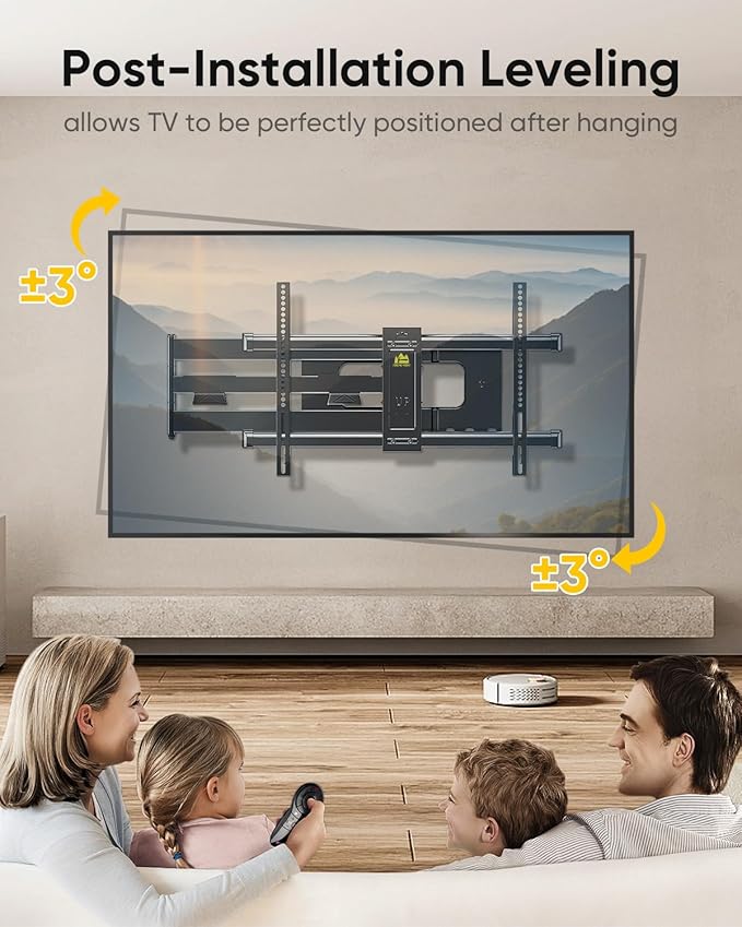 FORGING MOUNT Long Arm TV Mount Full Motion Wall Mount TV Bracket with 43” Extension & Swivel Articulating Arm & Tilt, Fits 42 to 80 Inch Flat/Curve TVs Holds up to 110 lbs, VESA 600x400mm Compatible
