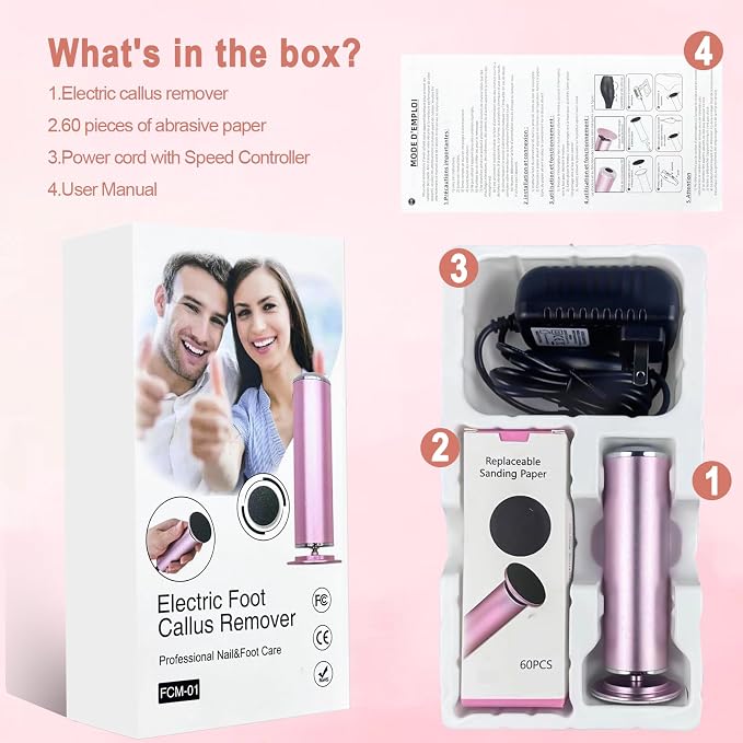 Electric Foot File 2026 Upgrades Foot Callus Remover,Electric Callus Remover for Feet with 60 Pcs Sandpaper Discs, Foot File with Speed Controller,for Dead Dry Crack Skin Calluses