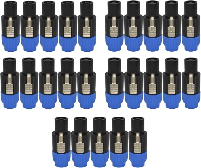 speakon Connector，25 Packs，Audio Speaker Plug Twist Lock 4 Pole Speaker Plug ，nl4 Connector Compatible with Speakon NL4MPR, NL4FC,NA4LJ, NA4LJX, NL4MP, NL4FX, NL4 & NL2 Series, NL2FC