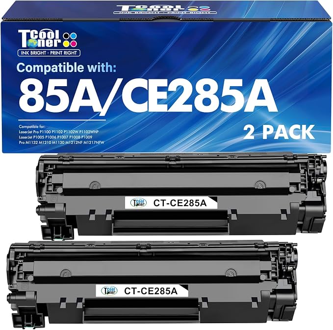 85A CE285A Black Toner Cartridge P1102W M1212NF MFP Compatible Replacement for HP 85A CE285A CE285 LaserJet P1102W M1212nf MFP 1102W P1100 P1102 P1102whp M1132 M1210 M1130 M1217nfw Printer Ink 2 Pack