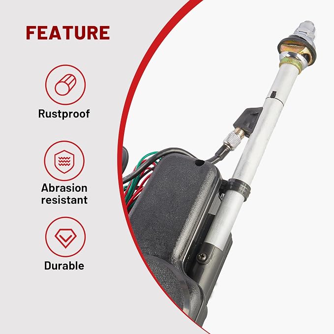 RED WOLF Car Fully Automatic Power Antenna Kit, Replacement for Pre-2000 Chevy Cadillac Mercedes-Benz BMW Honda Nissan Toyota Retractable FM AM Motor Aerial to Connect with Aftermarket Radio Stereo