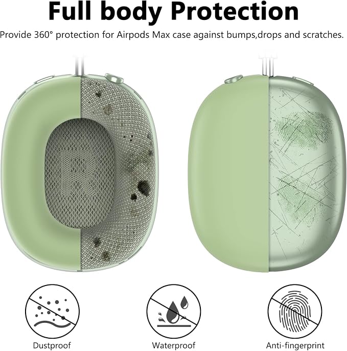 Silicone Case Cover for AirPods Max Headphones,Ear Pad Case Cover/Ear Cups Cover/Headband Cover for AirPods Max 2/1 (2026/2024/2020)(USB-C/Lightning),Silicone Accessories for Apple AirPod Max 2, Green