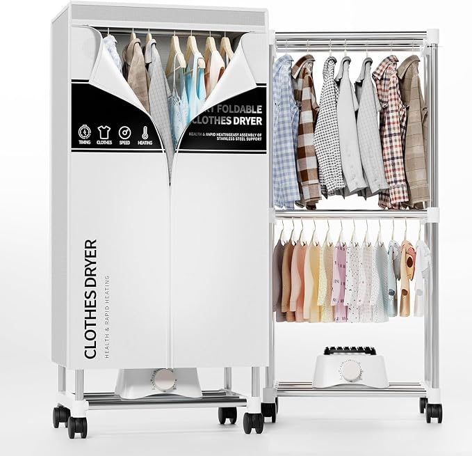 Clothes Dryer, Portable Drying Machine with Timer, 60inch Laundry Drying Wardrobe with Large Capacity, Electric Dryer/Rack for Home | Appartments (Grey IM5)