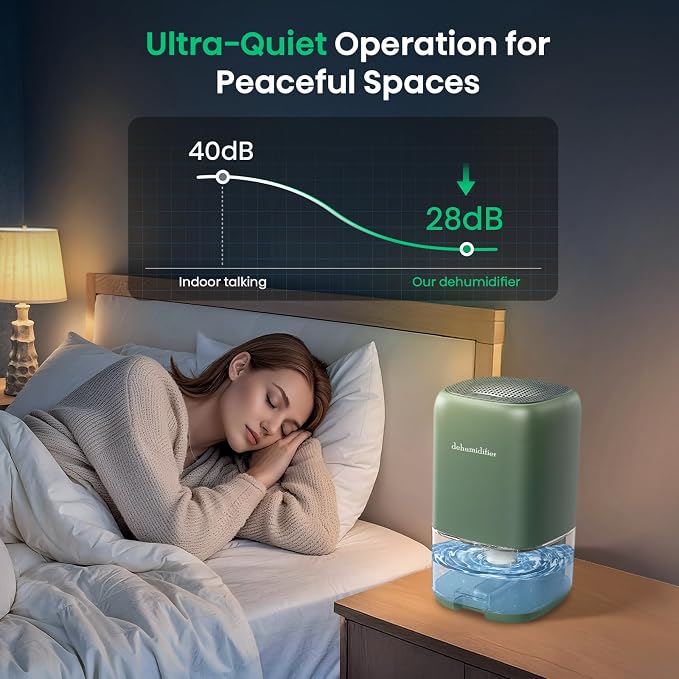 Dehumidifier, 35 OZ Small Dehumidifiers for Room for Home, Quiet with Auto Shut Off, Portable Dehumidifier for Bedroom (280 sq. ft), Bathroom,RV,Closet Colorful Moisture Absorbers Dehumidifiers, Green