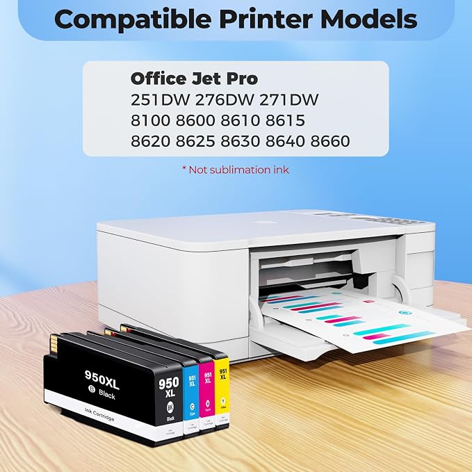 950XL 951XL Ink Cartridges 8600 8610 8100 High Yield Ink Compatible for HP 951 Ink Cartridges 950 XL 951 XL Works with Office Jet Pro 8600 8610 8615 8620 8625 8100 8630 8660 276DW 251DW, 4-Pack