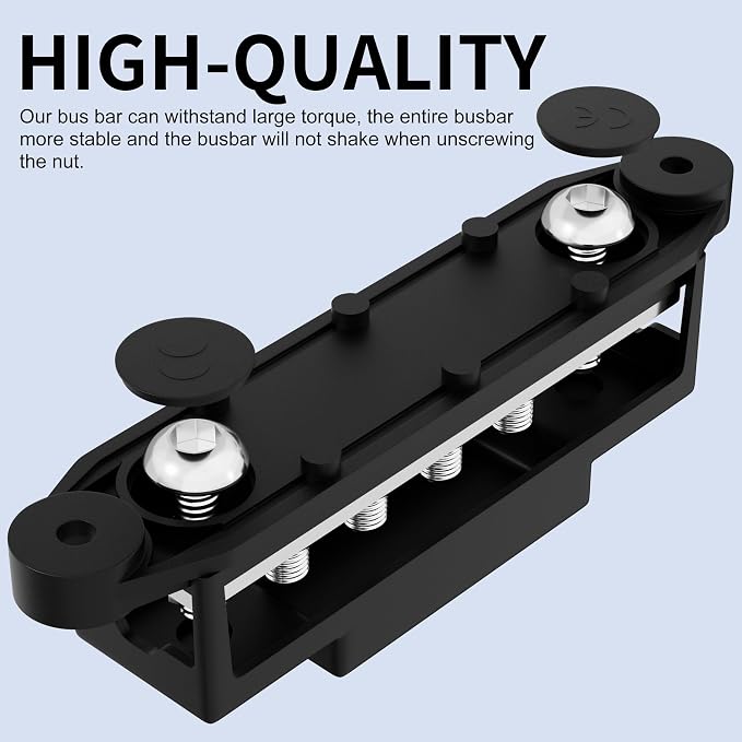 RVBOATPAT 275A Bus Bar 12V Power Distribution Block Car Audio Busbar 6 x 5/16" (M8) Terminal Stud Positive & Ground Battery Bus Bar