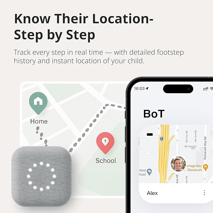 BoT Talk® Kids GPS Tracker with Walkie-Talkie Voice Messaging – Screen-Free, School-Friendly, 7-Day Battery, 30-Day Satisfaction Promise