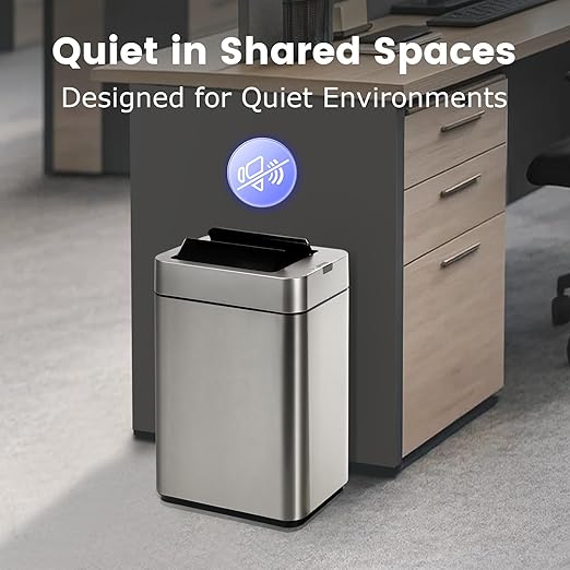 SYNCVIBE Sensor Trash Can with Butterfly Lid 2.6 Gallon Rectangular Automatic Garbage Can, Stainless Steel Trash Bin, Slim Waterproof Wastebaskets with Lid Soft Close for Under Counter, Silver